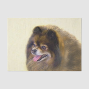 Papel De Seda Pintura de Cão Original Pomerana de Preto e Tan