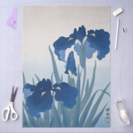 Papel De Seda Pintura de Íris Azuis por Ohara Koson Decoupage