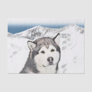 Papel De Seda Pintura de Malamute no Alasca - Arte de Cachorro O