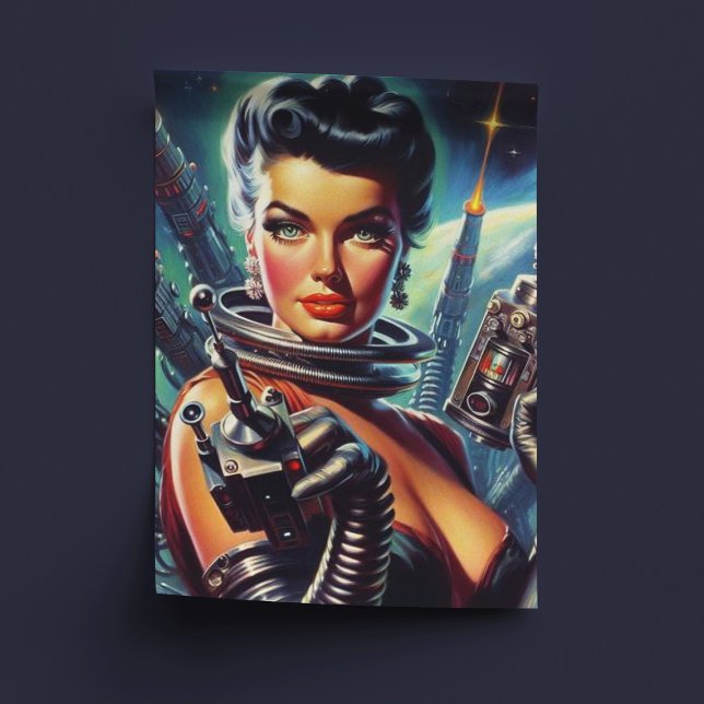 Papel De Seda Pintura de Mulher do Sci-Fi Retro (Criador carregado)