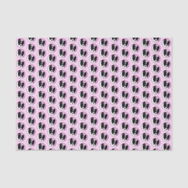 Papel De Seda Pintura de Papillon (Branco e Preto) - Arte Canina (Frente )