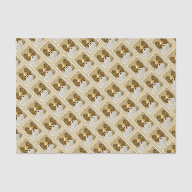 Papel De Seda Pintura de Papillon (Hound Tri) - Arte de Cão Orig (Frente )