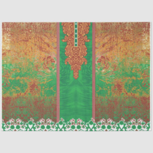 Papel De Seda pintura de um campo verde com uma borda laranja