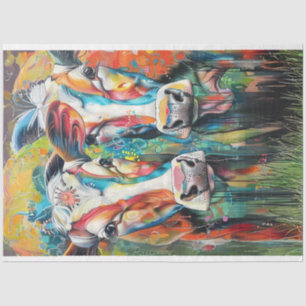 Papel De Seda Pintura de Vaca Eclética de Desfocagem