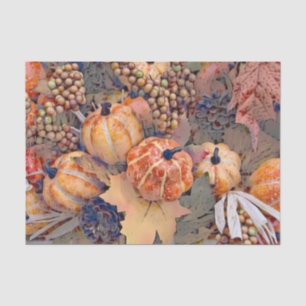Papel De Seda Pintura Digital de Abóbora Outono Laranja Folhas