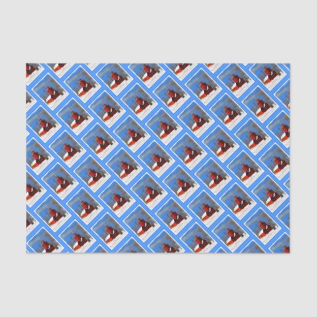 Papel De Seda Pintura do Farol Vermelho Grande - Arte Original (Frente )