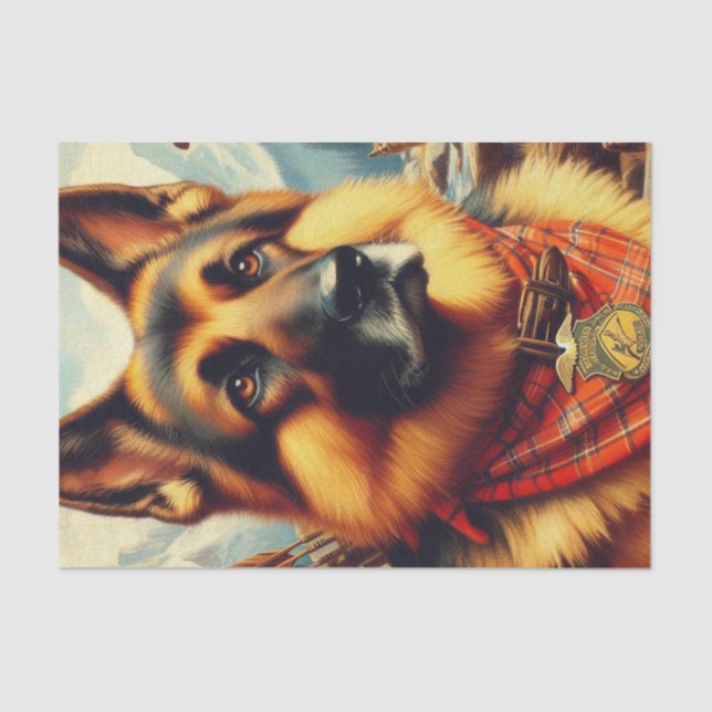Papel De Seda Pintura do German shepherd Vintage (Frente )