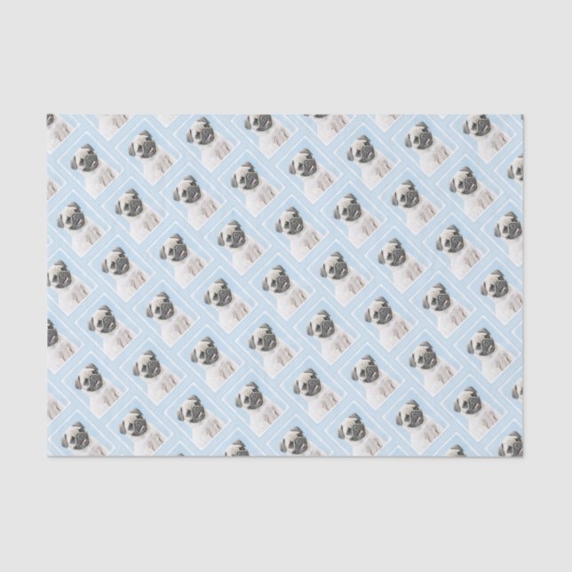 Papel De Seda Pintura do Pug - arte original bonito do cão (Frente )