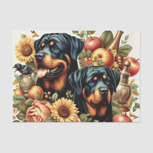 Papel De Seda Pintura do Rottweiler Retro (Frente )