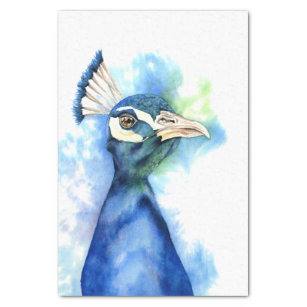 Papel De Seda Pintura elegante da aguarela do pássaro do pavão