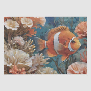 Papel De Seda Pintura em acrílico para peixes e corais