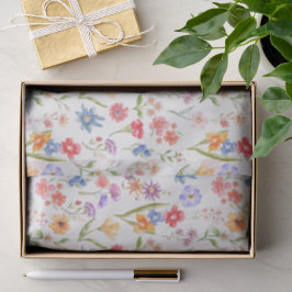 Papel De Seda Pintura em Aquarela de Flor Silvestre Azul Roxo Ve