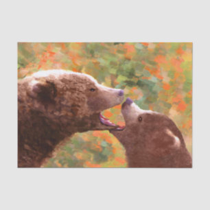 Papel De Seda Pintura em Cubo e Mãe de Urso Grizzly - Arte da Vi