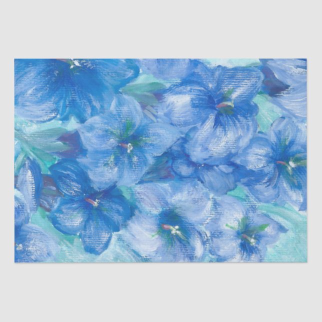 Papel De Seda Pintura em flor selvagem azul (Frente )