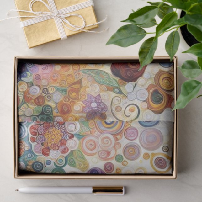 Papel De Seda Pintura Floral com Estilo de Arte Antiquada (Presente)