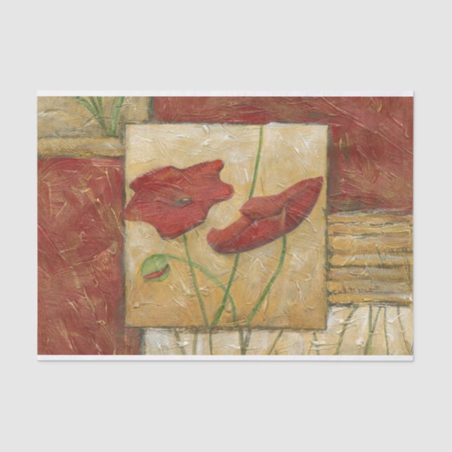 Papel De Seda Pintura Floral com Traços Visíveis do Pincel (Frente )