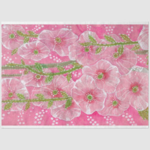Papel De Seda Pintura Hollyhock Mallow Malva Flower Floral