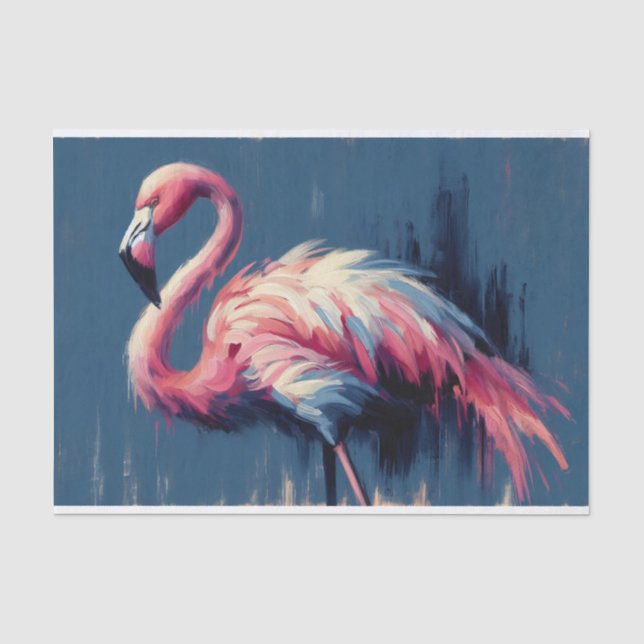 Papel De Seda Pintura Impressionista de Flamingo Decoupage (Frente )