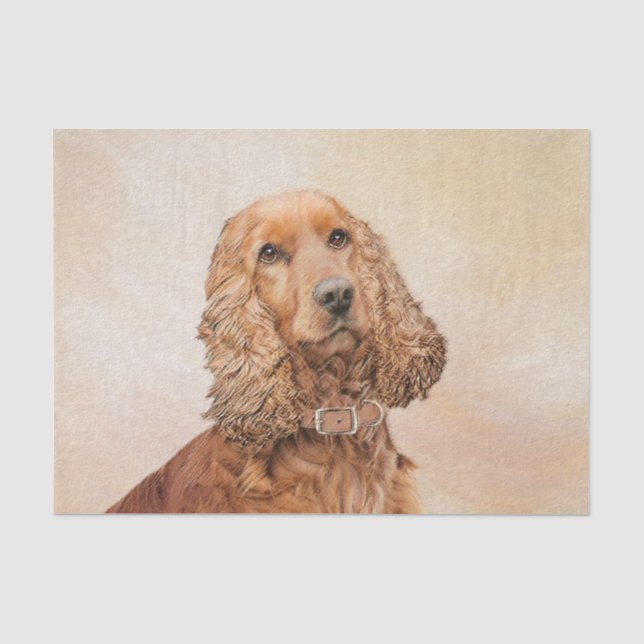 Papel De Seda Pintura Inglesa em Cocker Spaniel - Arte Original  (Frente )