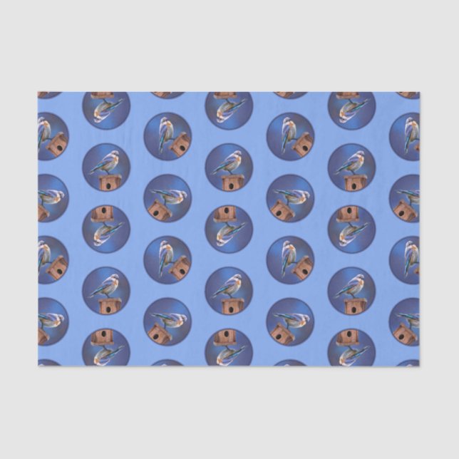 Papel De Seda Pintura Original De Pássaro Bluebird (Frente )