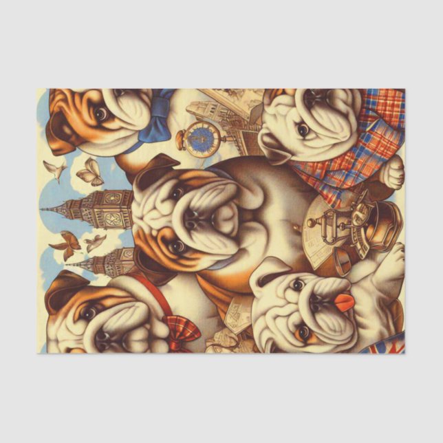 Papel De Seda Pintura para Bulldog em Inglês (Frente )