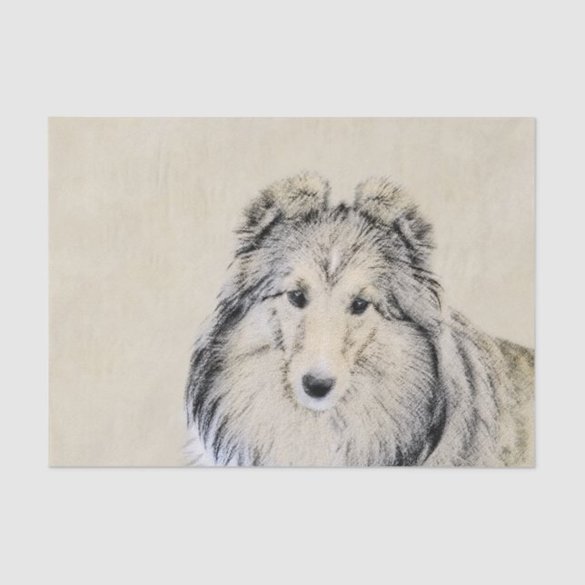 Papel De Seda Pintura Shetland Sheepdog - Arte Cachorreira Origi (Frente )