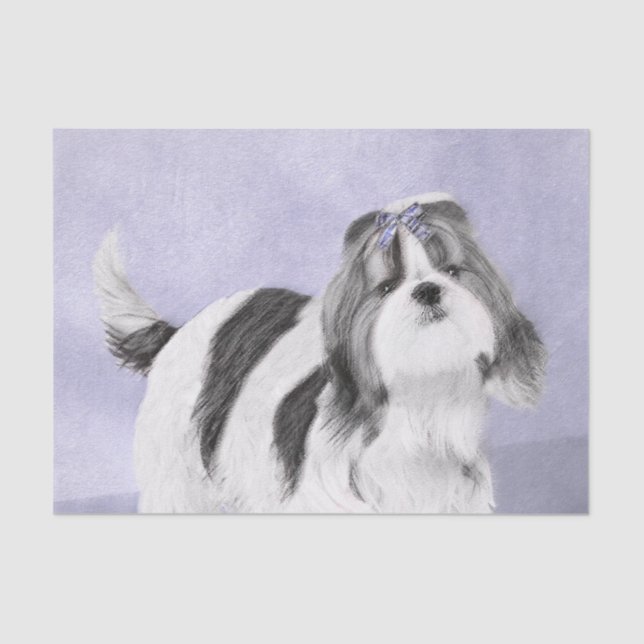 Papel De Seda Pintura Shih Tzu - Arte Cachorosa Original (Frente )