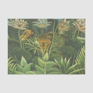 Papel De Seda Pintura Tropical do Leão da Selva Rousseau