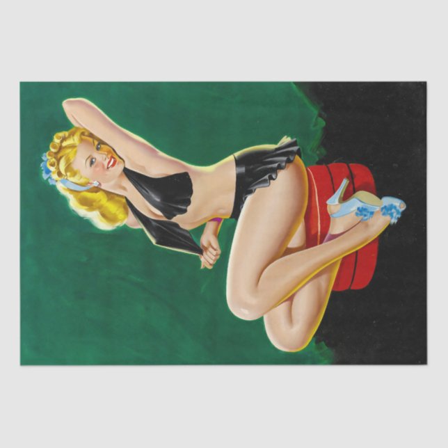 Papel De Seda Pinup Art - Linda jovem mulher vestida de preto (Frente )