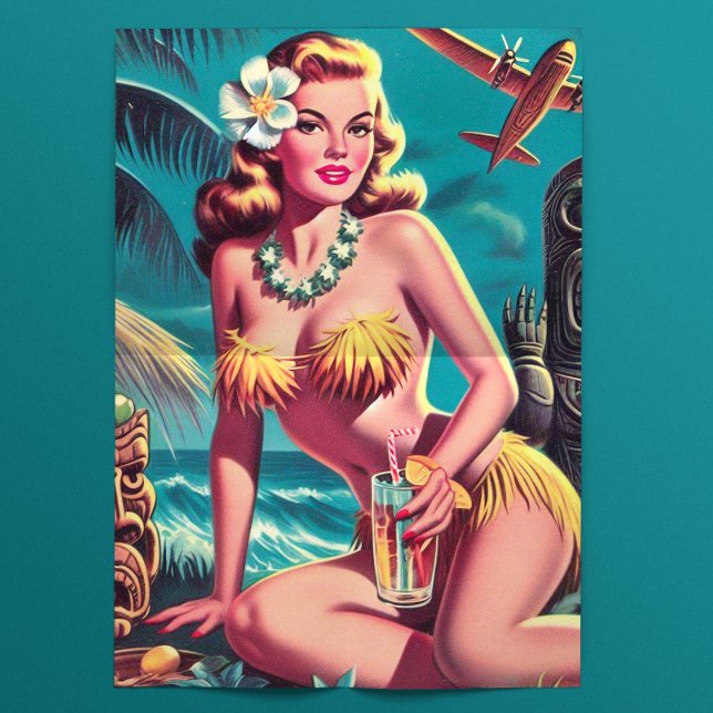 Papel De Seda Pinup Tiki Vintage (Criador carregado)