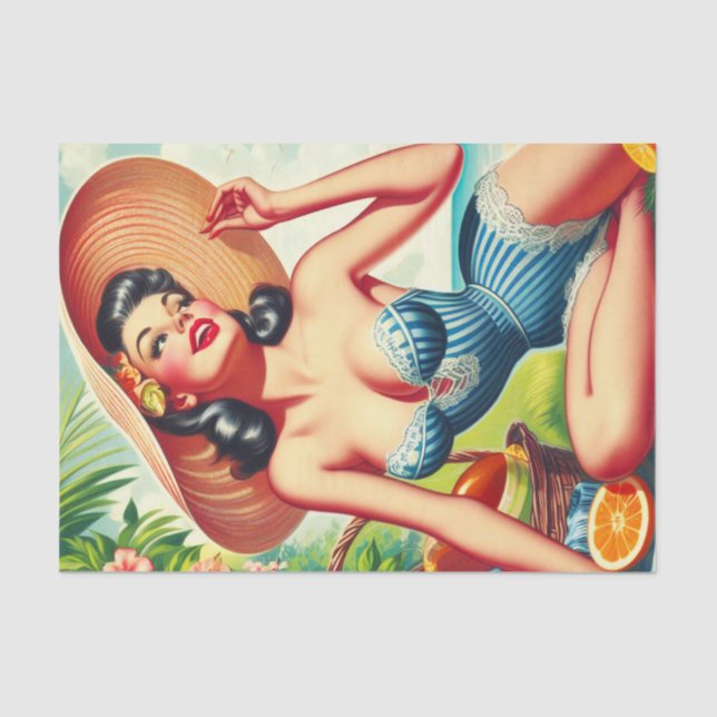 Papel De Seda Pinup Tropical Beach (Frente )
