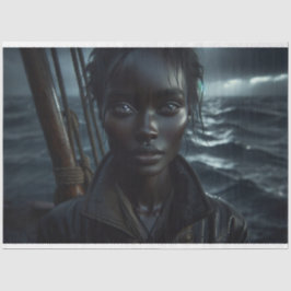 Papel De Seda Pirata Afro-Americana em uma Decoupage do Oceano S