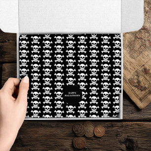 Papel De Seda Pirata Halloween da Caveira e Ossos Cruzados