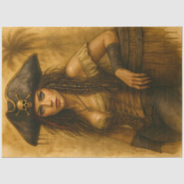 Papel De Seda Pirata Preso em Barril – Decoupage de Mulher Pirat