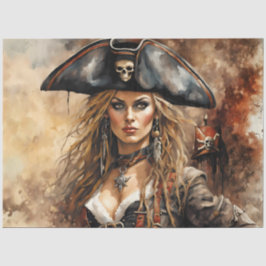 Papel De Seda Pirate Queen | Nautical Caribbean Decoupage Paper