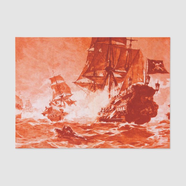 Papel De Seda PIRATE SHIP BATTTTTLE EM vermelho (Frente )