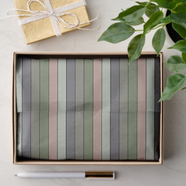 Papel De Seda Pistachio Nut Shell Green Peach Stripes (Presente)