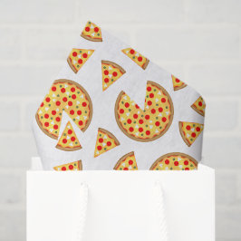 Papel De Seda Pizza divertida legal e padrão de fatias em branco
