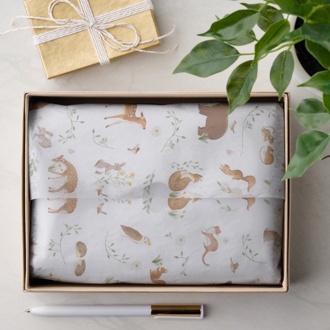 Papel De Seda Placa de Boas-Vindas para Chá de Bebê Floresta Ani (Presente)