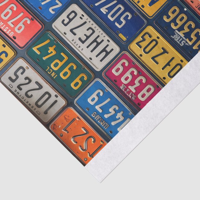 Papel De Seda Placa de Licença Vintage (Detalhes)