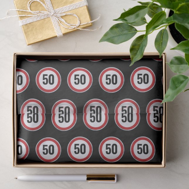 Papel De Seda Placa de limite de velocidade de 50 anos - QUALQUE (Presente)