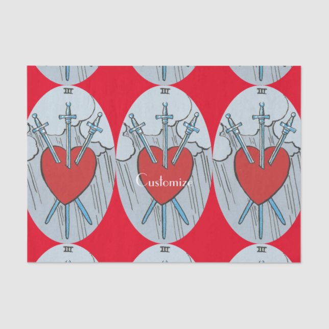 Papel De Seda Placa Tarot 3 Espadas Troço_Trova  (Frente )
