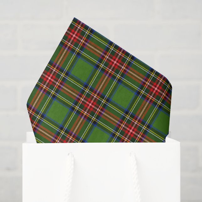 Papel De Seda Plaid Natal Verde (Sacola de presentes)
