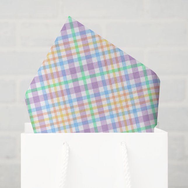 Papel De Seda Plaid Pastel (Sacola de presentes)