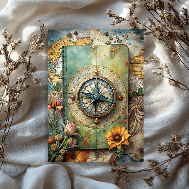 Papel De Seda Planeador de bússolas retro de férias de verão de  (Watercolor summer vacation retro compass planner tissue paper)