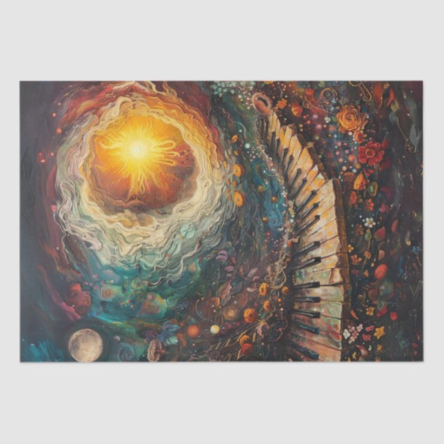 Papel De Seda Planetas Celestiais de Piano de Arte Celestial (Frente )