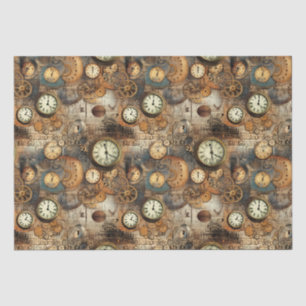 Papel De Seda Plano de Engenharia Steampunk Marrom Latão