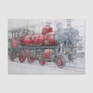 Papel De Seda Plano de Trem a Vapor Antigo