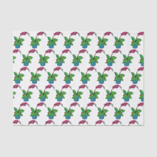 Papel De Seda Planta da orquídea da aguarela no pote bonito