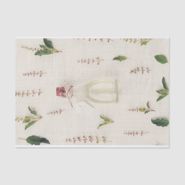 Papel De Seda Plantas aromáticas secas, garrafa de vidro, textur (Frente )